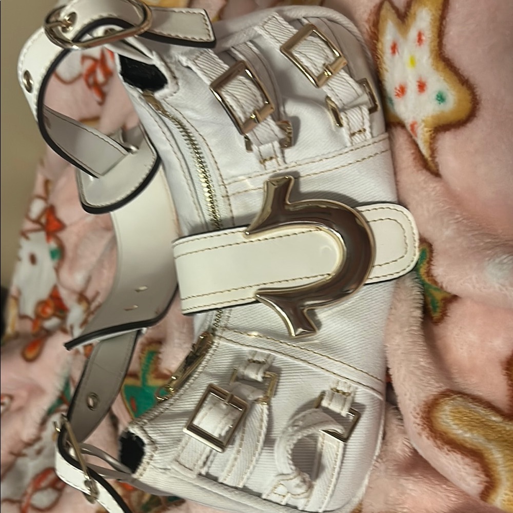 White Buckle Accent Handbag